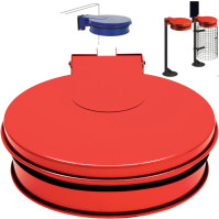 Support mural rouge sac-poubelle 100L avec couvercle