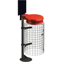 Poteau gris pour fixer sacs-poubelles au sol