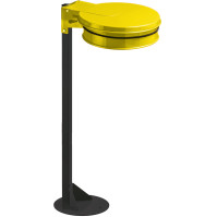 Porte sac-poubelle jaune sur socle urbain fonctionnel