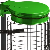 Porte sacs-poubelle vert socle grille extérieur durable