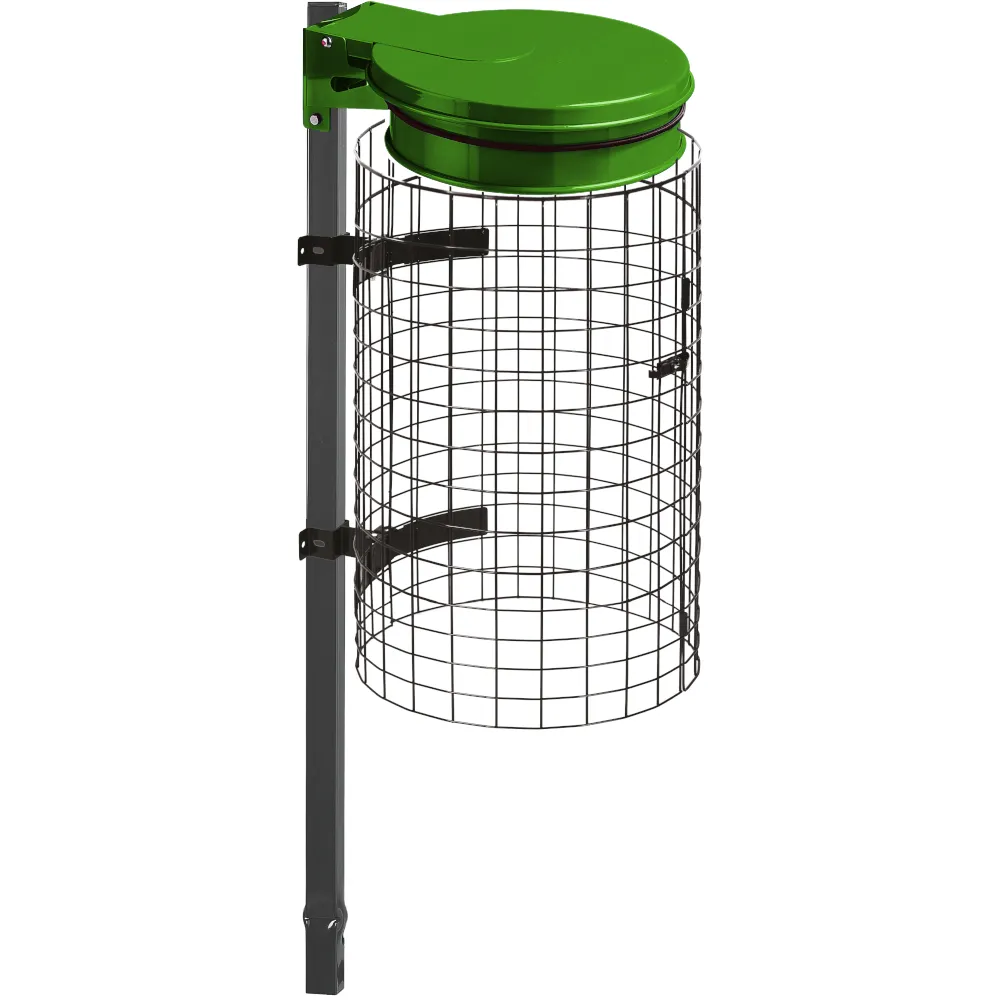 Porte sacs-poubelle vert scellable avec grille intégrée pratique