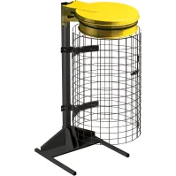 Support jaune pour sacs-poubelle manifestations grille intégrée