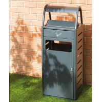 Corbeille cendrier robuste antivandalisme 24L gris foncé