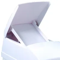 Poubelle hygiénique féminine blanche à pédale et trappe