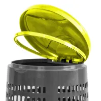 Corbeille grise avec couvercle jaune pour sacs poubelle