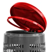 Corbeille grise avec couvercle rouge pour sac poubelle