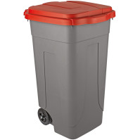 Conteneur plastique mobile 80L gris-rouge seconde vie