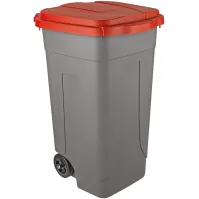 Conteneur plastique mobile 80L gris-rouge seconde vie