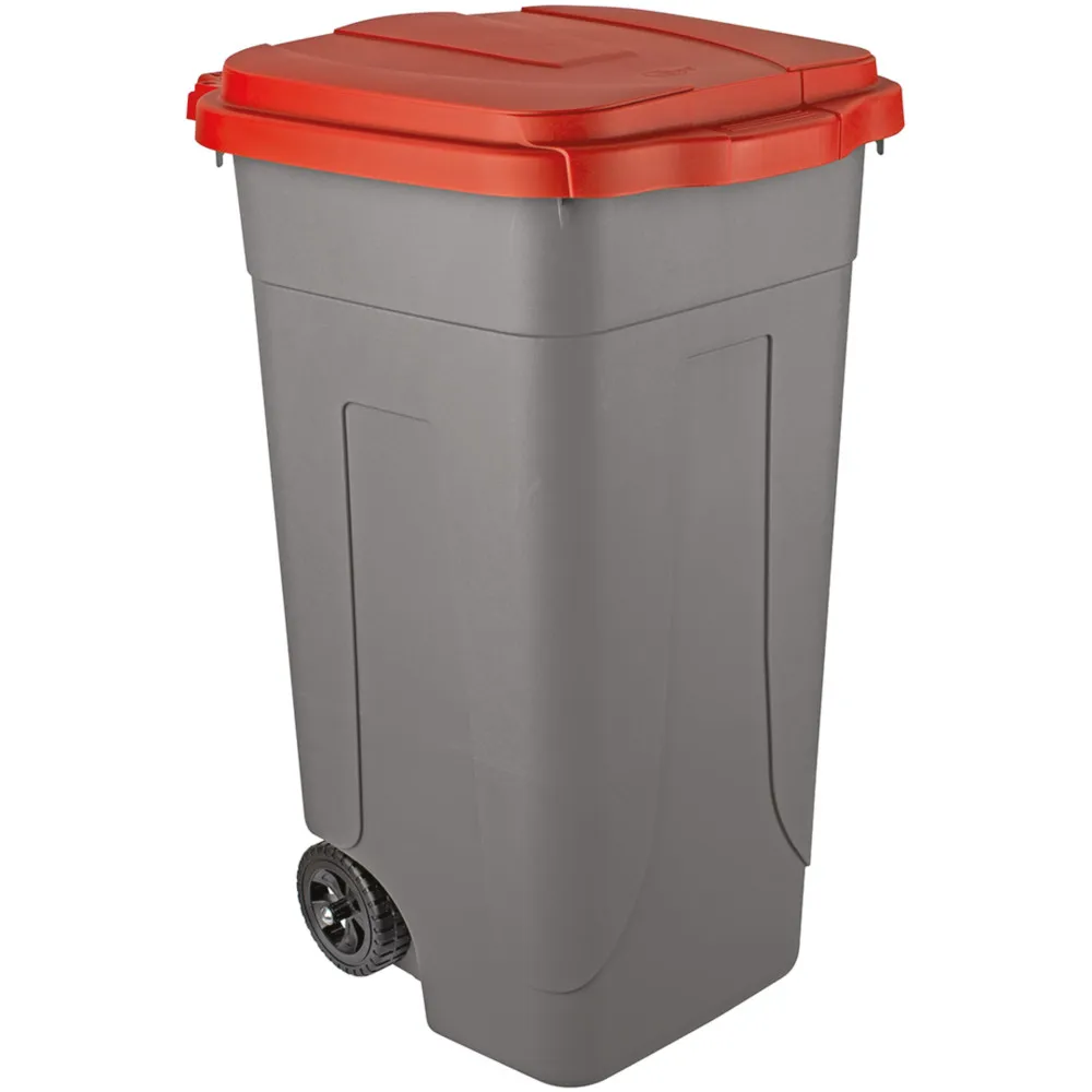 Conteneur plastique mobile 80L gris-rouge seconde vie