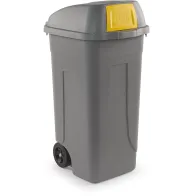 Conteneur plastique 100L gris-jaune trappe basculante recyclé
