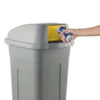 Conteneur basculant plastique 100L gris-jaune recyclé durable