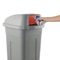 Conteneur trappe basculante plastique gris-rouge 100L recyclé