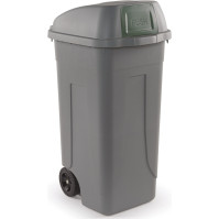 Conteneur trappe basculante 100L plastique gris-vert recyclé.