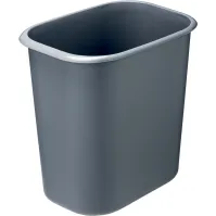 Corbeille plastique grise 14L ignifuge rectangulaire résistante