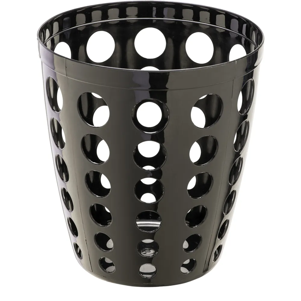 Corbeille noire perforée design 12L bureau moderne élégante