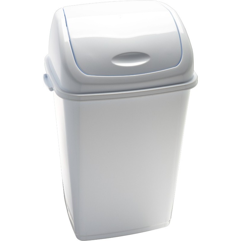 Poubelle de tri sélectif corps blanc - 50 Litres Couvercle : Gris - déchets  non recyclable