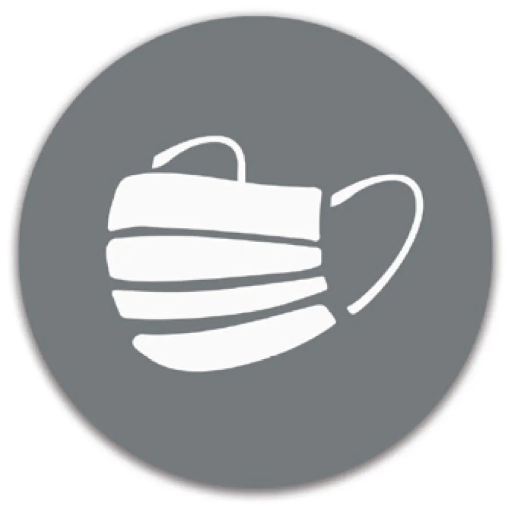 Symbole masque gris magnétique rond