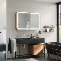 Armoire miroir salle de bain arrondie