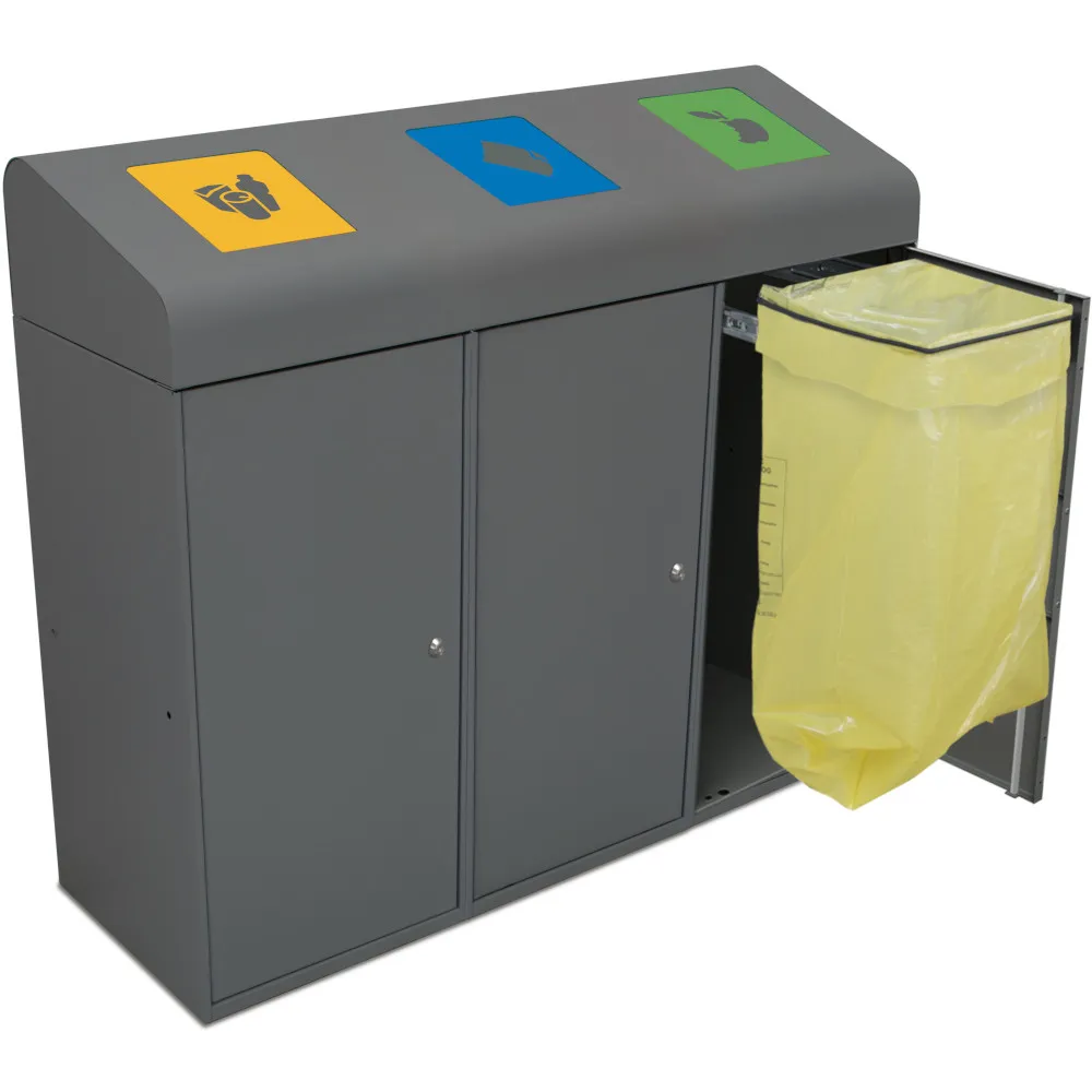 Poubelle tri 3 compartiments 285L