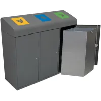 Poubelle tri 3 bacs 285L clapets