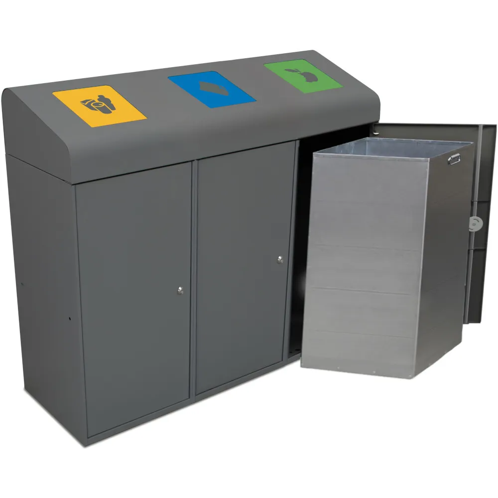 Poubelle tri 3 bacs 285L clapets