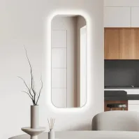 Miroir fin LED coins arrondis