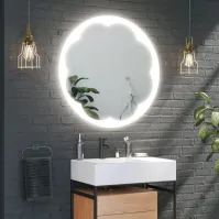 Miroir rond à décor fleur et LED