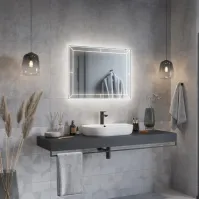 Miroir rectangulaire lumineux interrupteur tactile