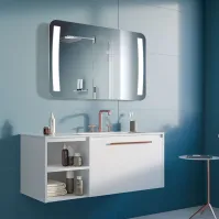 Miroir rectangle coins arrondis parenthèses LED