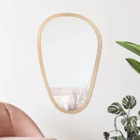 Miroir déformé cadre bois naturel
