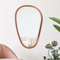 Miroir déformé cadre bois cuivre