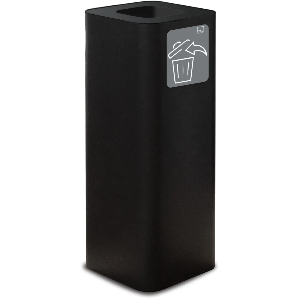 Poubelle design 60 litres noire avec symbole tous déchets magnétique