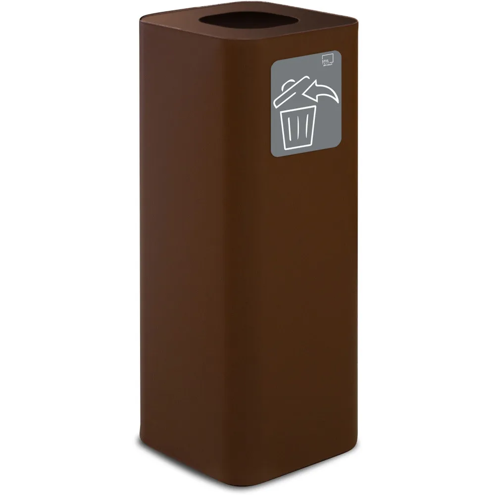 Poubelle design 60 litres corten avec pictogramme magnétique tous déchets