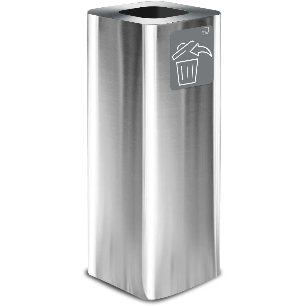 Poubelle design 60 litres inox brillant avec pictogramme magnétique