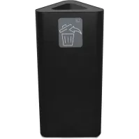 Poubelle triangulaire 60 litres noire avec pictogramme magnétique.