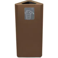 Poubelle triangulaire 60 litres corten pour tous déchets
