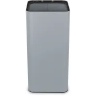Poubelle grise de 100 litres au design avec pictogrammes magnétiques.