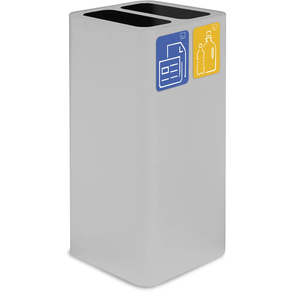 Poubelle design 100 litres blanche avec pictogrammes magnétiques.