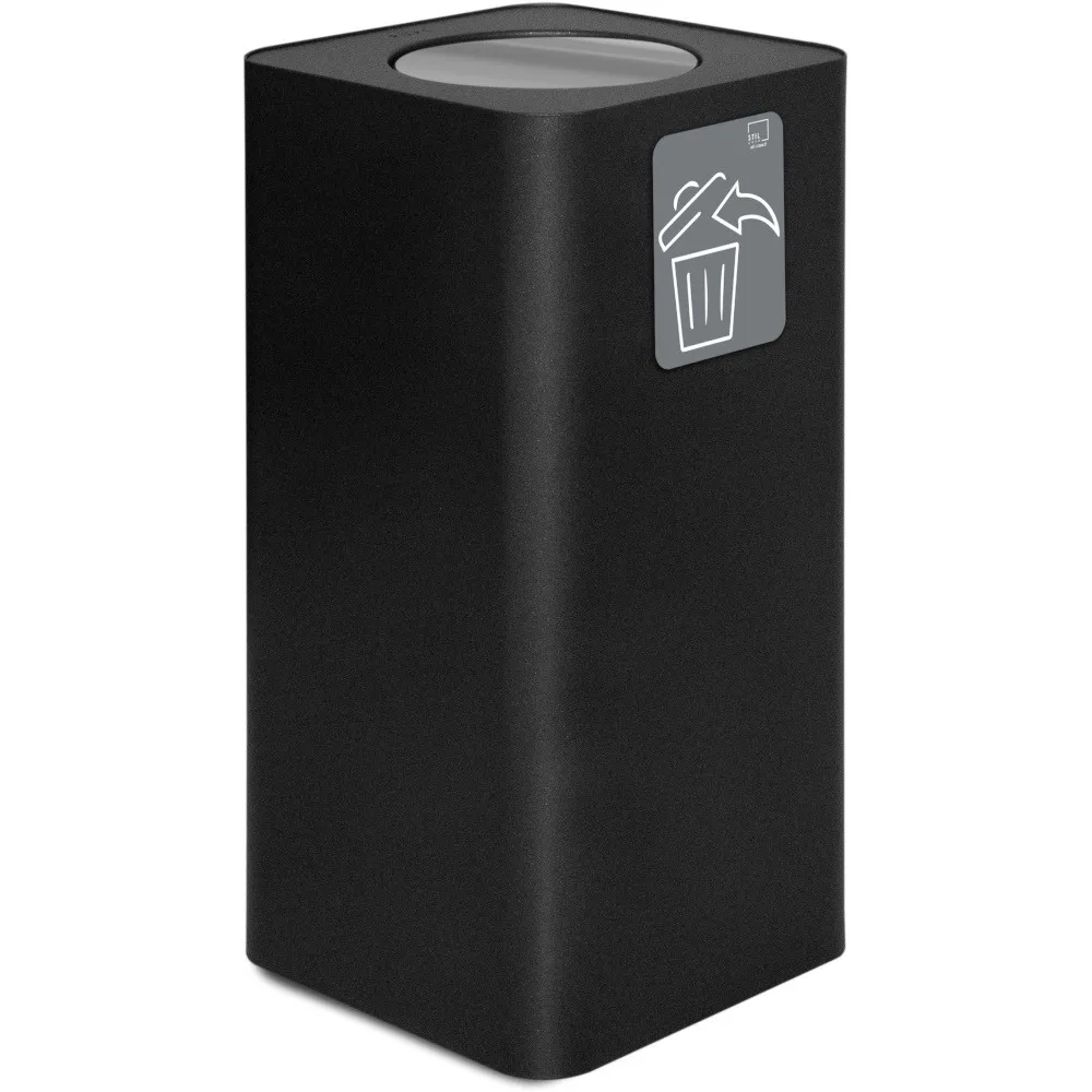 Poubelle design noire 100 litres avec couvercle basculant élégant.