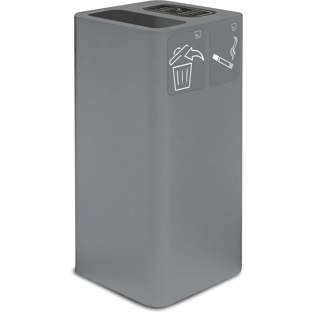 Poubelle cendrier grise 100 litres avec pictogramme magnétique