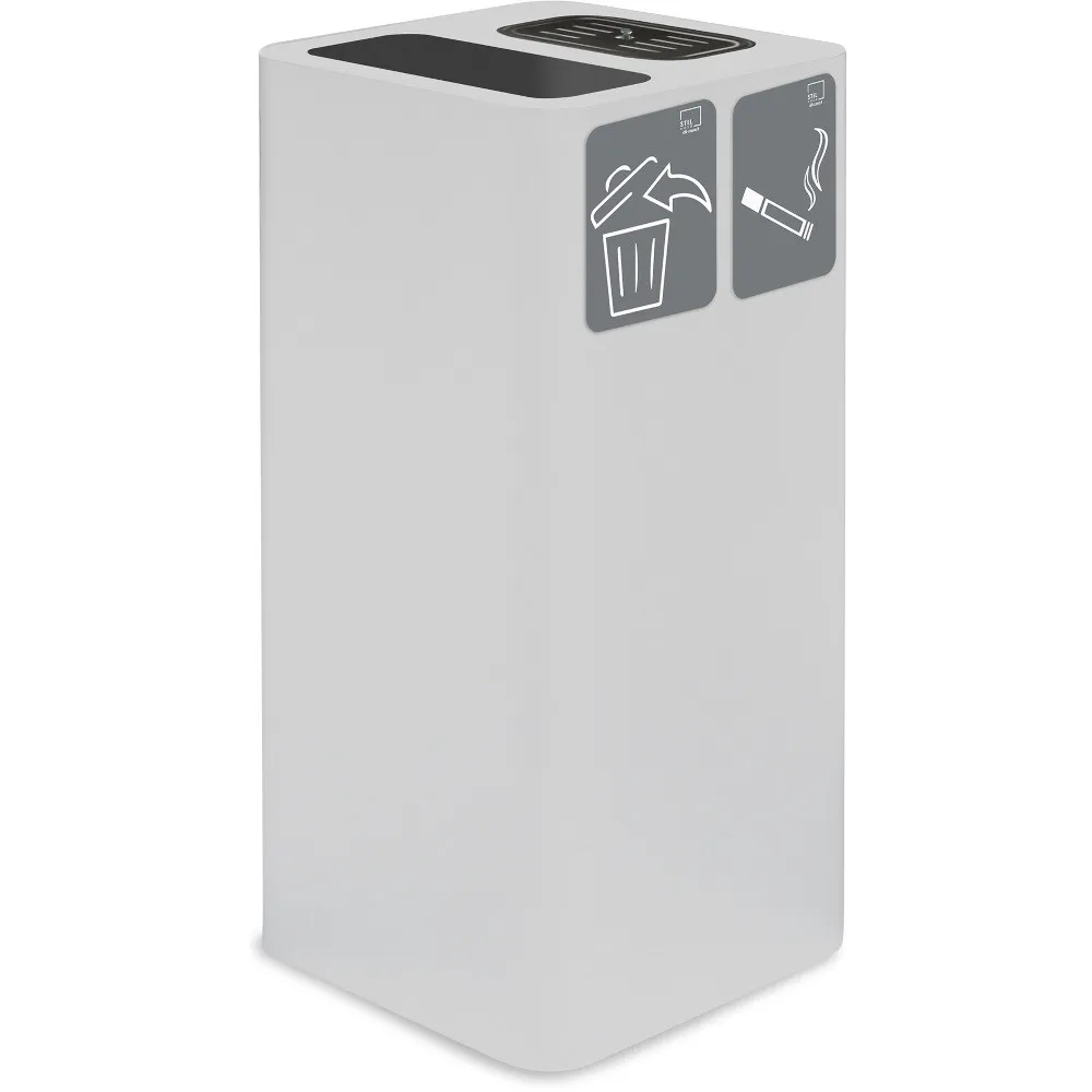 Poubelle cendrier blanche 100 litres avec pictogramme magnétique