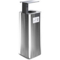 Poubelle inox 60L avec cendrier noir pour extérieur.