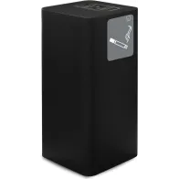 Cendrier extérieur couvert noir en acier design élégant et fonctionnel.