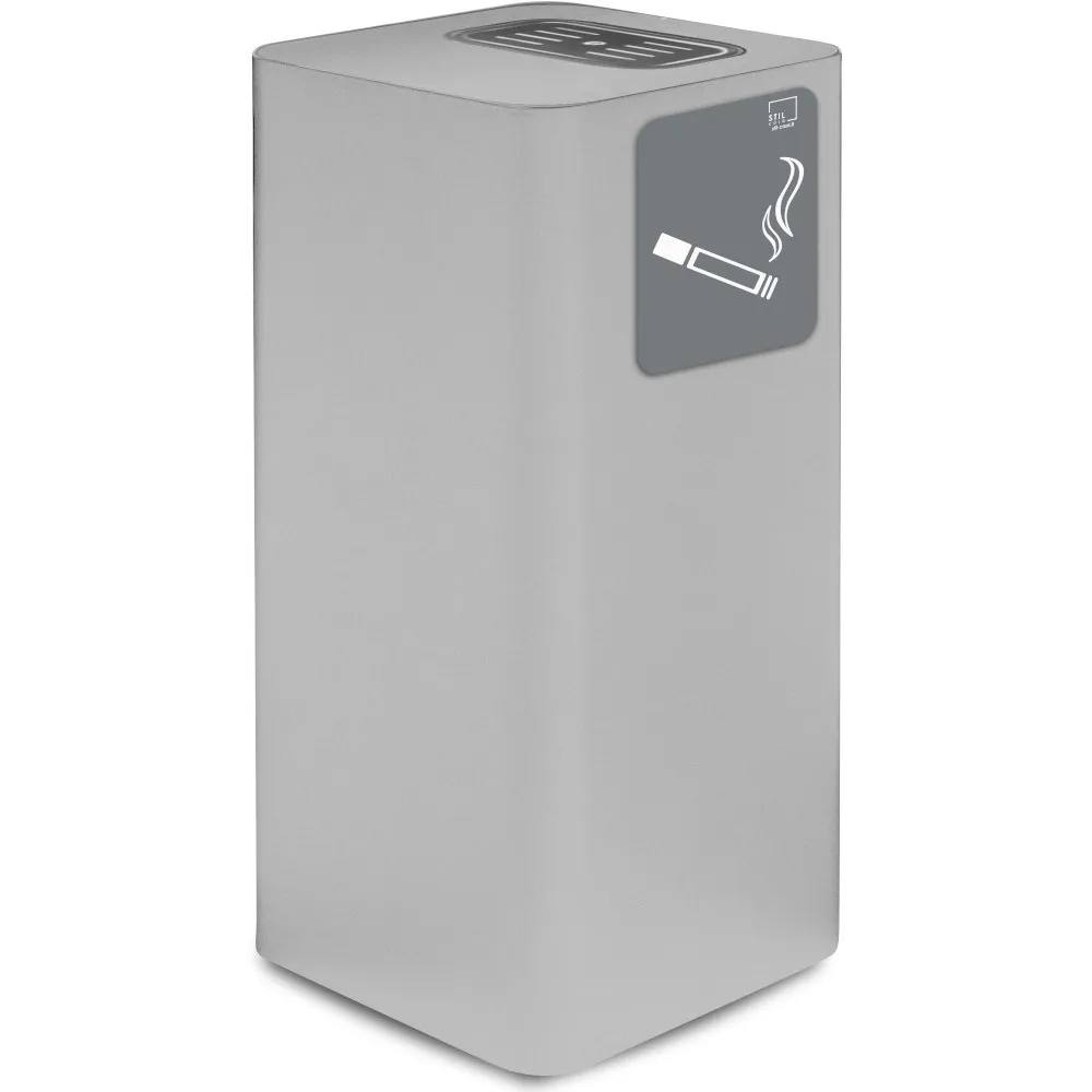 Cendrier extérieur couvert blanc en acier élégant et fonctionnel.