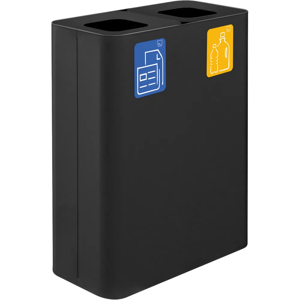 Poubelle tri sélectif 60 litres avec pictogrammes magnétiques noirs