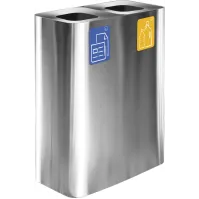 Poubelle 2 flux inox 60 litres avec pictogrammes magnétiques