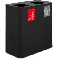 Poubelle tri sélectif 2 flux 100 litres noir avec pictogrammes