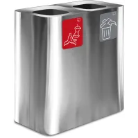 Poubelle inox 2 flux 100 litres avec pictogrammes magnétiques