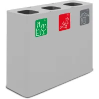 Poubelle tri sélectif 3 flux 60 litres blanche avec pictogrammes magnétiques