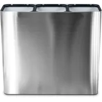 Poubelle inox 3 flux pour tri sélectif avec pictogrammes magnétiques